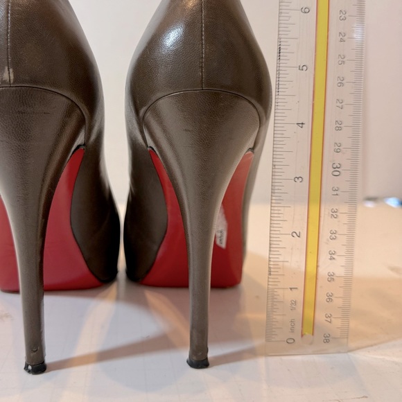 Christian Louboutin Mini Bout Brown Red Open Pumps Platform Heels Shoes 40 - Picture 7 of 8